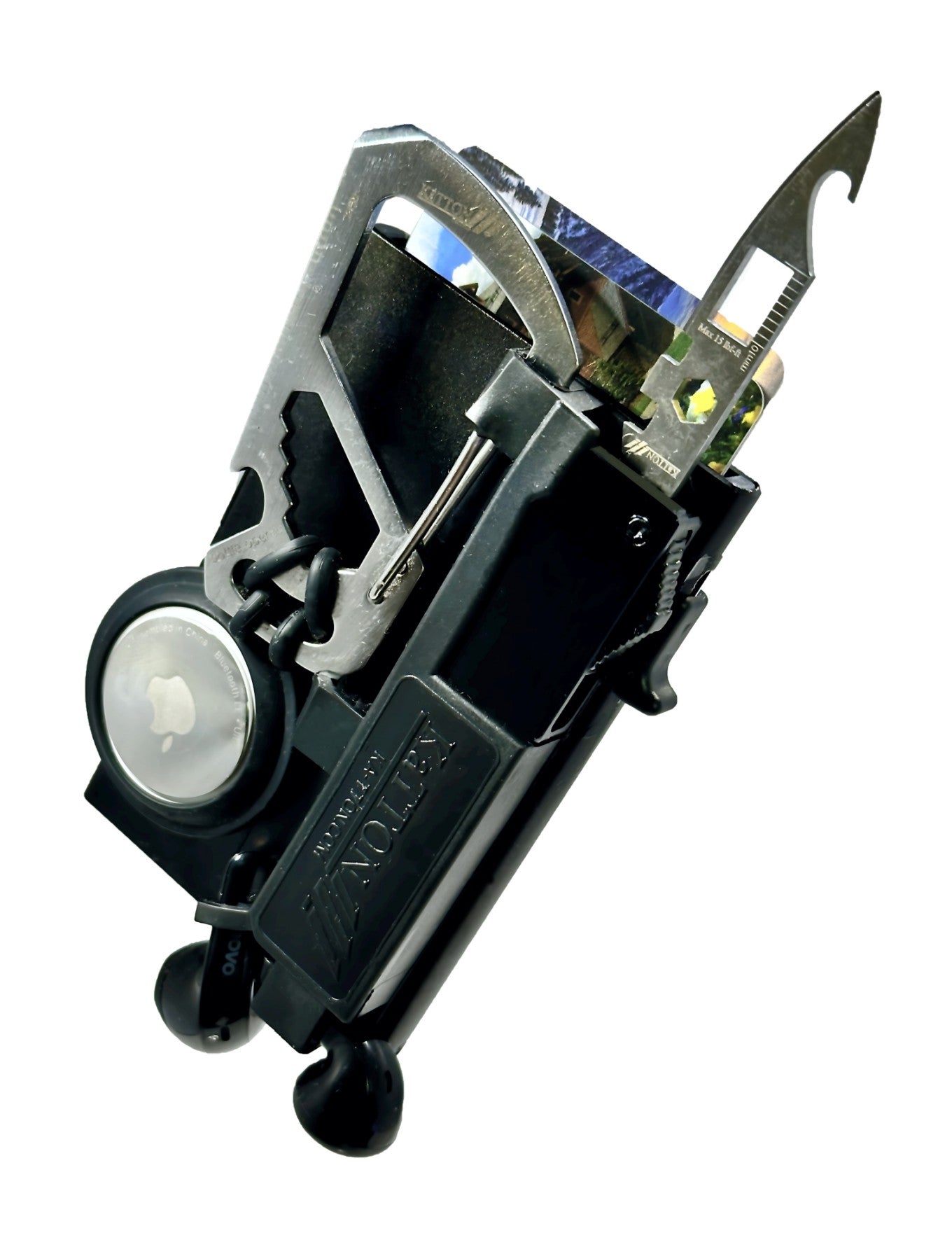 KaTTON Multi-tool Slim Wallet With removable multi-tool, air tag / smart tag holder & air pod holders Ka-TTON