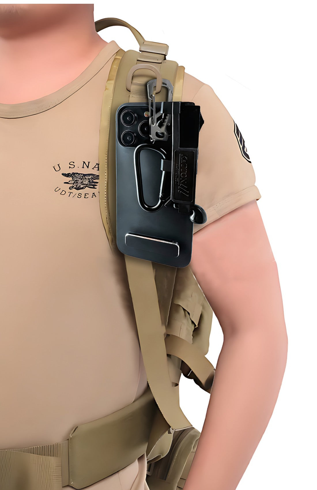 KaTTON Phone case Compatible with iPhone 14 Pro Max, Multitool Phone Case Holder for Removable Multi-Tool or USB, Air Tag Holder, Kickstand, Carabiner Finger Holder, Finger Loop & Air Pod Holders Ka-TTON