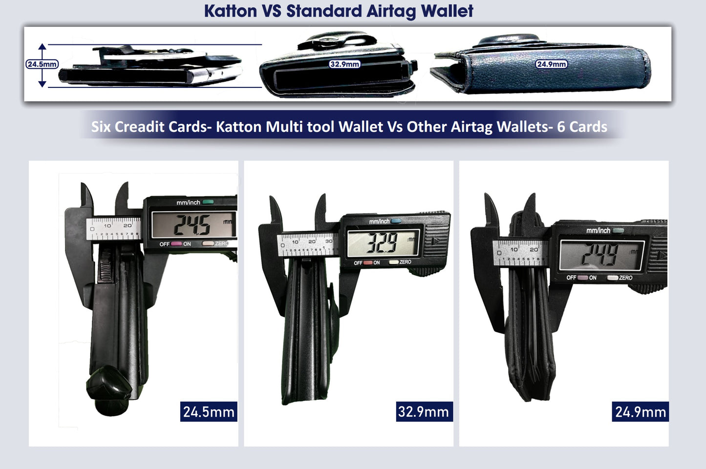 KaTTON Multi-tool Slim Wallet With removable multi-tool, air tag / smart tag holder & air pod holders Ka-TTON