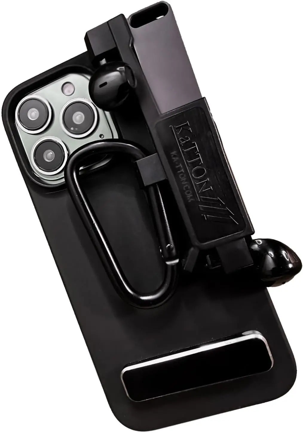 KaTTON Phone case Compatible with iPhone 13 Pro, Multitool Phone Case Holder for Removable Multi-Tool or USB Drive, Air Tag Holder, Kickstand, Carabiner Finger Holder, Finger Loop & Air Pod Holders Ka-TTON