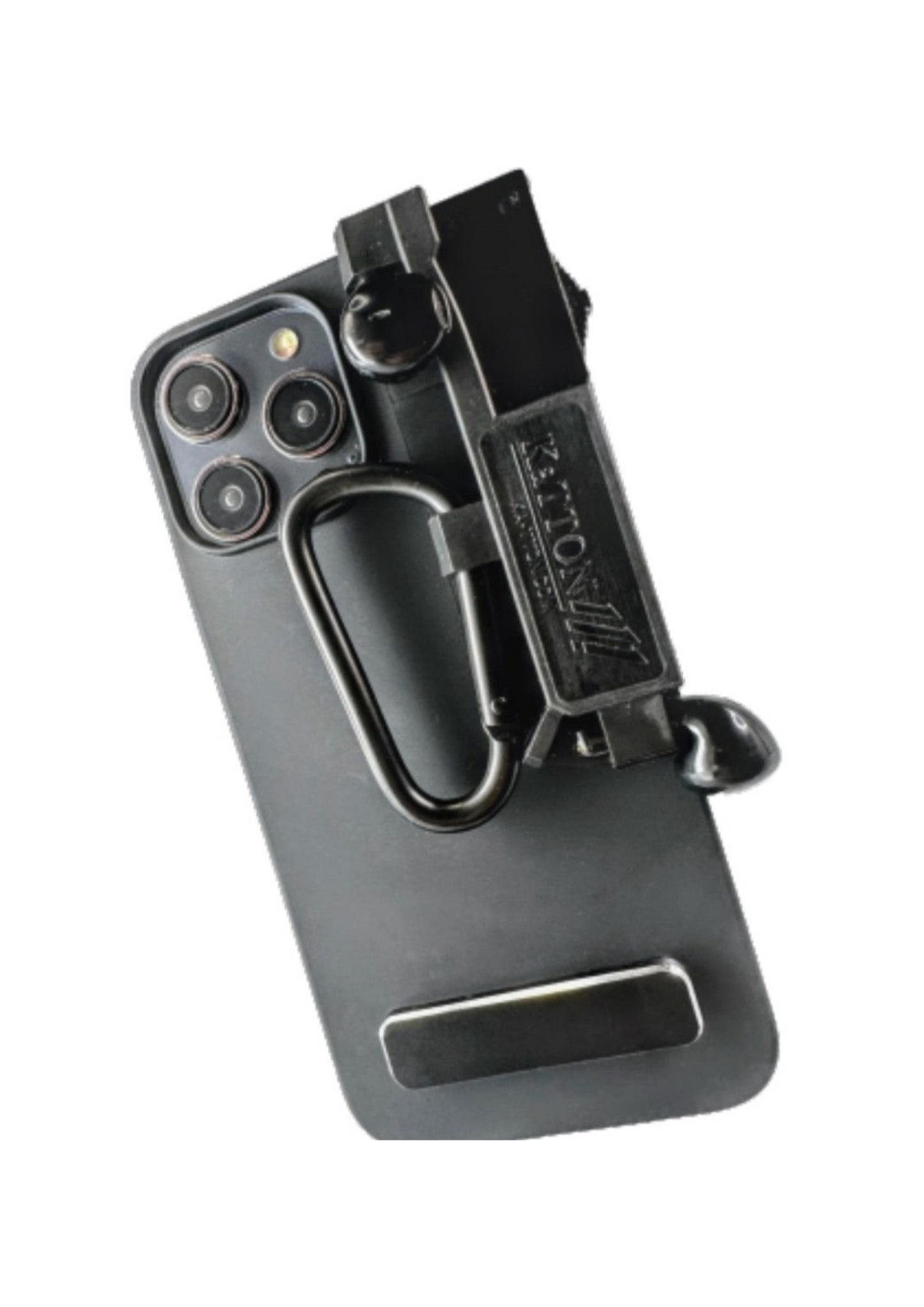 KaTTON phone case Compatible with iPhone 13 Pro Max, Multitool Phone Case holder for Removable Multi-Tool or USB, Air Tag Holder, Kickstand, Carabiner Finger Holder, Finger Loop & Air Pod holders Ka-TTON