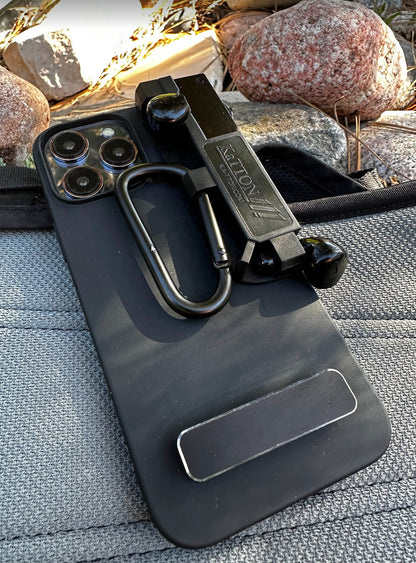 KaTTON Phone case Compatible with iPhone 14 Pro, Multitool Phone Case Holder for Removable Multi-Tool or USB Drive, Air Tag Holder, Kickstand, Carabiner Finger Holder, Finger Loop & Air Pod Holders Ka-TTON