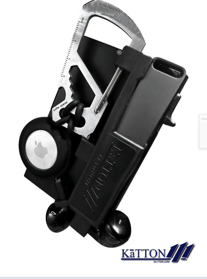 KaTTON Multi-tool Slim Wallet With removable multi-tool, air tag / smart tag holder & air pod holders Ka-TTON